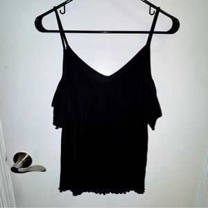 American Eagle Outfitters Black Cold Shoulder Top